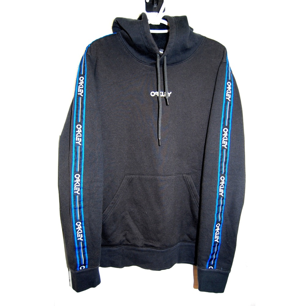 Oakley Hoodie 2XL Black Logo tape shoulders Fleece‎ Y2K Surf Skate Unisex